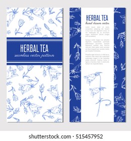Bell flower vector outline sketch hand drawn isolated on white background, Seamless floral pattern, decorative texture for design card, packaging cosmetic, herbal tea, label florist shop, beauty salon
