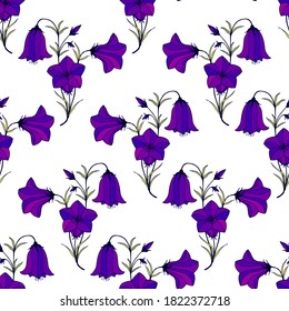 Bell flowers seamless pattern. Vector stock illustration eps10.