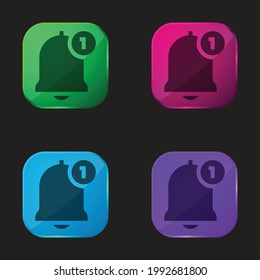 Bell four color glass button icon