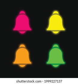 Bell four color glowing neon vector icon