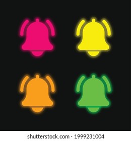 Bell four color glowing neon vector icon
