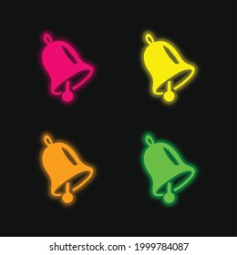Bell four color glowing neon vector icon