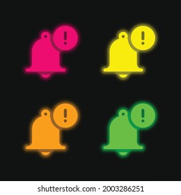 Bell four color glowing neon vector icon