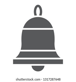 Bell glyph icon, ring and alert, alarm sign, vector graphics, a solid pattern on a white background, eps 10.