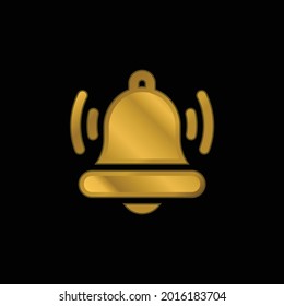 Bell gold plated metalic icon or logo vector