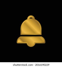 Bell gold plated metalic icon or logo vector