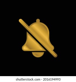 Bell gold plated metalic icon or logo vector