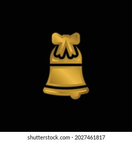 Bell gold plated metalic icon or logo vector