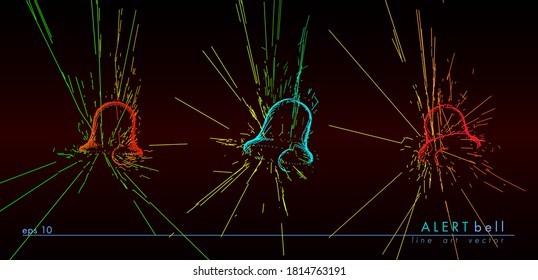 Bell graphic set. Art line logo. Handbell line sign. Alert vector illustration. EPS