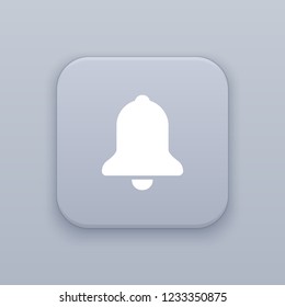 Bell, gray vector button with white icon on gray background