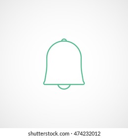 Bell Green Line Icon On White Background