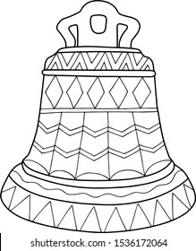 Bell hand drawn and traced coloring page for painting vector illustration for children and adults

