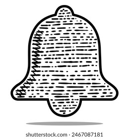 bell hat icon vector engraving style hand drawn element black and white