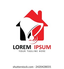 bell with home decoration logo vector icon illustration design template. logo suitable for notification, farmer, and brand company