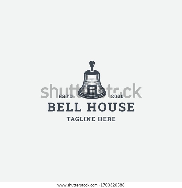 Bell house logo vintage. home and bell logo\
template vector
