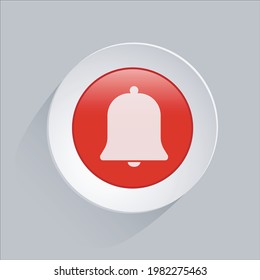 Bell icon. 3d vector red and white button. business icon for websites and apps.