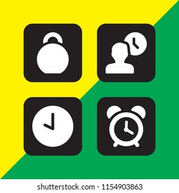bell icon. 4 bell set with clock and kettlebells vector icons for web and mobile app