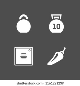bell icon. 4 bell set with intercom, pepper and kettlebells vector icons for web and mobile app