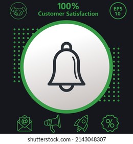 Bell icon. Background consisting of green and black colors. modern design
