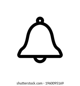 Bell icon. Black contour linear silhouette. Side view. Vector simple flat graphic illustration. The isolated object on a white background. Isolate.