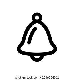 Bell icon. Black contour linear silhouette. Front side view. Vector simple flat graphic illustration. The isolated object on a white background. Isolate.