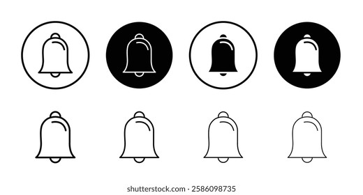 Bell icon Black line art vector logo set