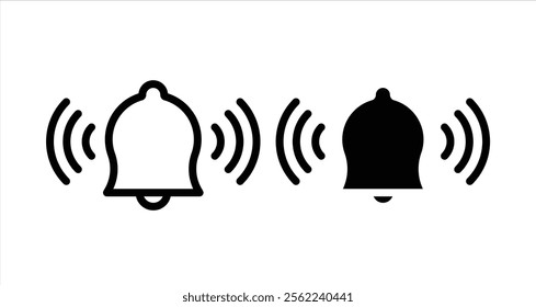 Bell Icon collection in filled and stroke style.