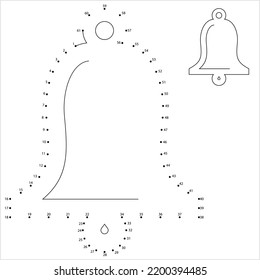 Bell Icon Dot To Dot, Idiophone Percussion Instrument When Struck Vibrates In A Single Strike Tone Vector Art Illustration