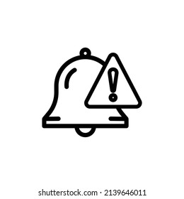 Bell icon with exclamation mark. suitable for warning symbol. line icon style. simple design editable. Design template vector