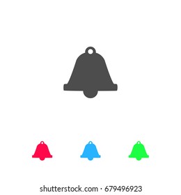 Bell icon flat. Color pictogram on white background. Vector illustration symbol and bonus icons