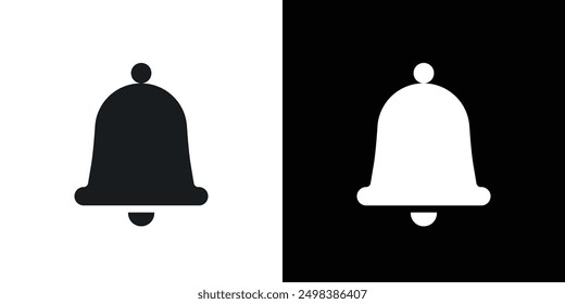 Bell icon flat line symbol set.