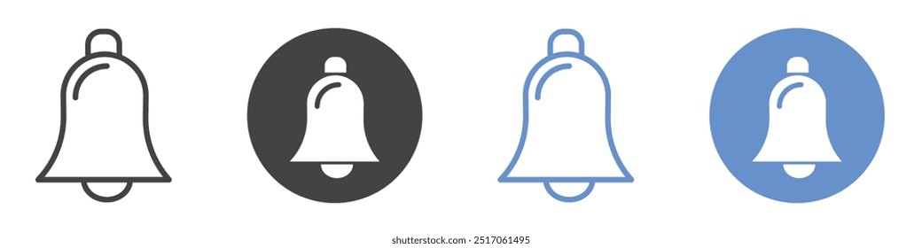 Conjunto de símbolos de línea plana de icono de campana.