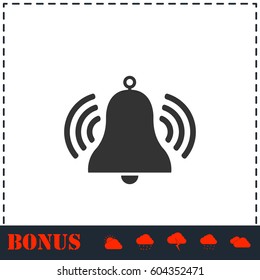 Bell icon flat. Simple vector symbol and bonus icon