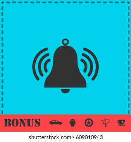 Bell icon flat. Simple vector symbol and bonus icon