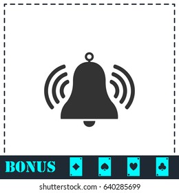 Bell icon flat. Simple vector symbol and bonus icon