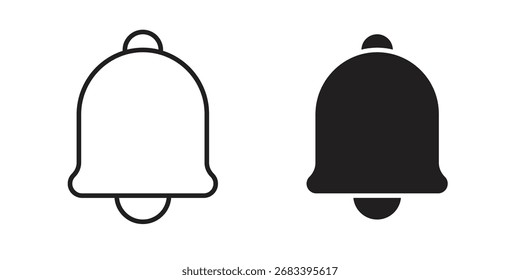 Ícone de sino, pacote de estilo plano e traçado no plano de fundo branco. Ilustrações vetoriais