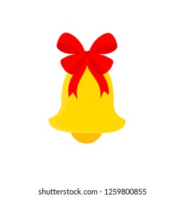 bell icon in flat style isolated vector illustration on white transparent background. Christmas bell icon vector
