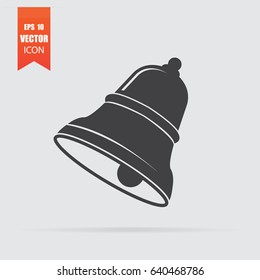 Bell icon in flat style isolated on grey background. For your design, logo. Vector illustration.