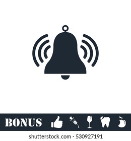 Bell icon flat. Vector illustration symbol and bonus pictogram