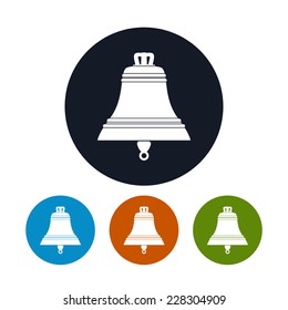 Bell icon,  four types of colorful round icons, vector illustration