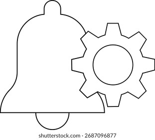 bell icon and gear icon with white background.with black lines