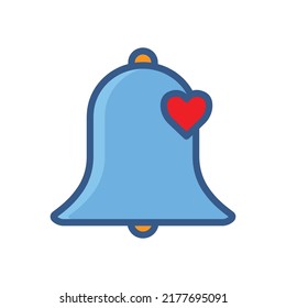 Bell icon with heart. Icon related to wedding. Lineal color icon style. Simple design editable