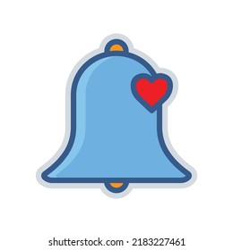 Bell icon with heart. Icon related to wedding. colored icon style. suitable for sticker. Simple design editable