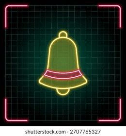 Glockensymbol-Illustration, Weihnachts-Vektorsymbol-Kollektion, Cyber-Neon-Bild, leuchtende Rahmen.