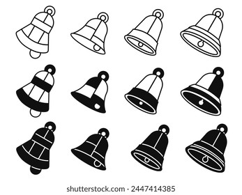 Bell icon illustration collection. Black and white design icon for business. Stock vector.