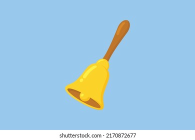 Bell icon. Illustration of a golden warning bell isolated on a white background. flat style design