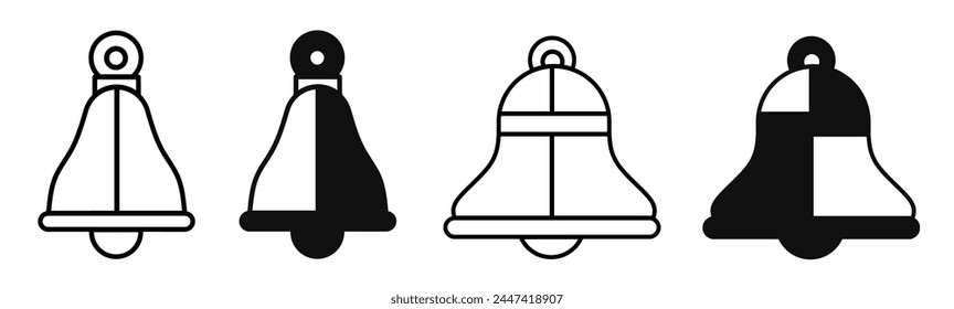 Bell icon illustration on white background. Bell icon set for business. Stock vector