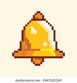 Bell icon illustration in pixel art style