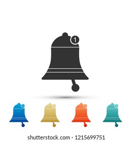 Bell icon isolated on white background. New Notification icon. New message icon. Set elements in colored icons. Flat design. Vector Illustration