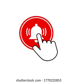 Bell icon isolated on white background, notification symbol, calling to press a bell sign, reminder button to subscribers of fresh video content entry.